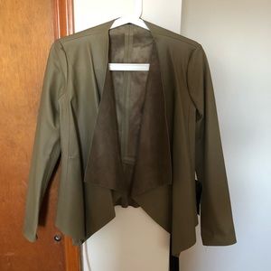 Zara olive green leather jacket